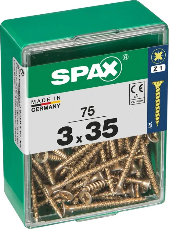 Spax schroef pozidrive verzinkt 3x35mm 75st