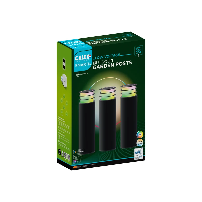 Calex Led buitenlamp Smart outdoor sokkel zwart 3st