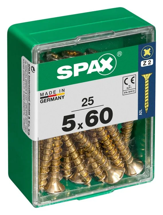Spax schroef pozidrive verzinkt 5x60mm 25st