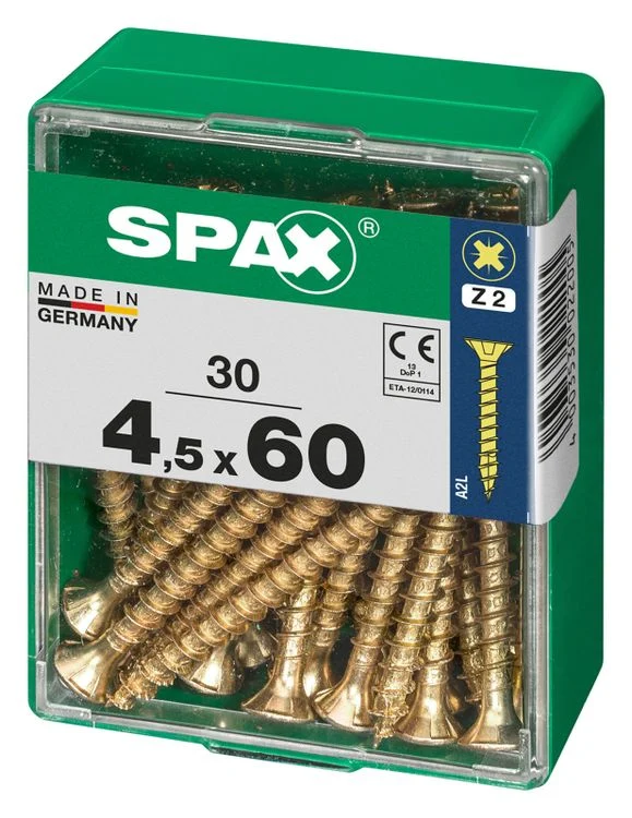 Spax schroef pozidrive verzinkt 4,5x60mm 30st