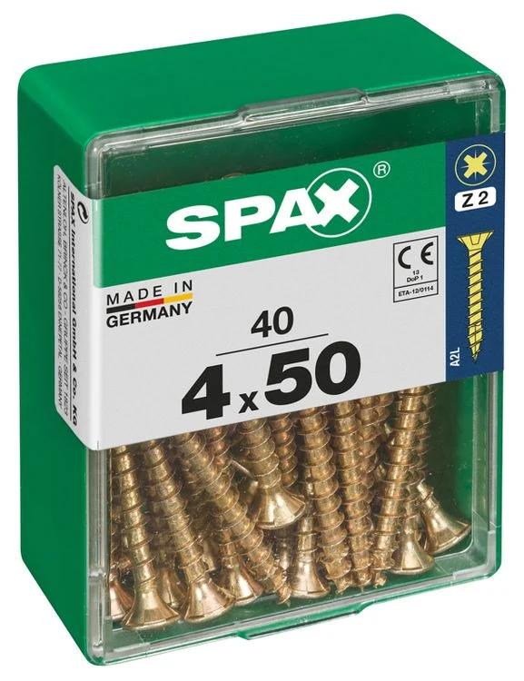 Spax schroef pozidrive verzinkt 4x50mm 40st