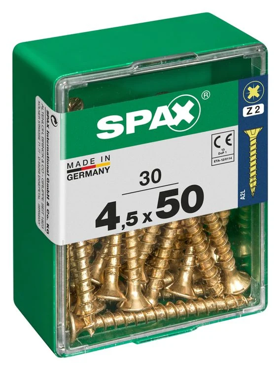 Spax schroef pozidrive verzinkt 4,5x50mm 30st