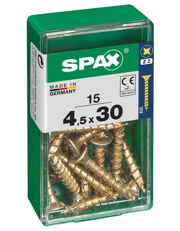 Spax schroef pozidrive verzinkt 4,5x30mm 15st