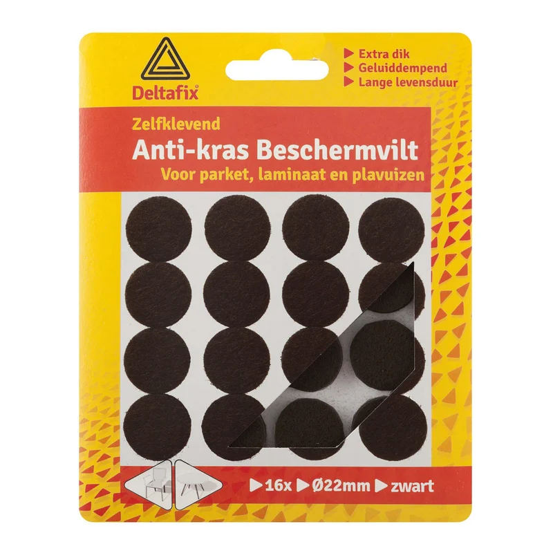 Deltafix anti-krasvilt rond zwart 22mm 16st