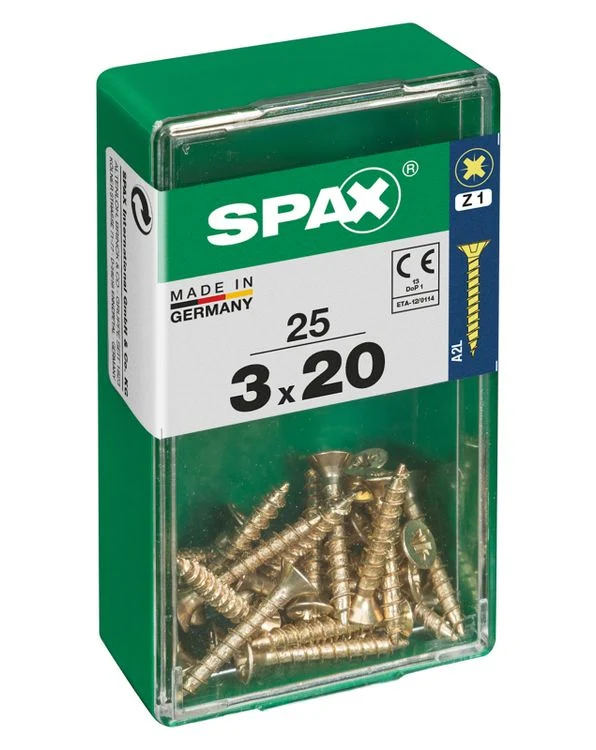 Spax schroef pozidrive verzinkt 3x20mm 25st