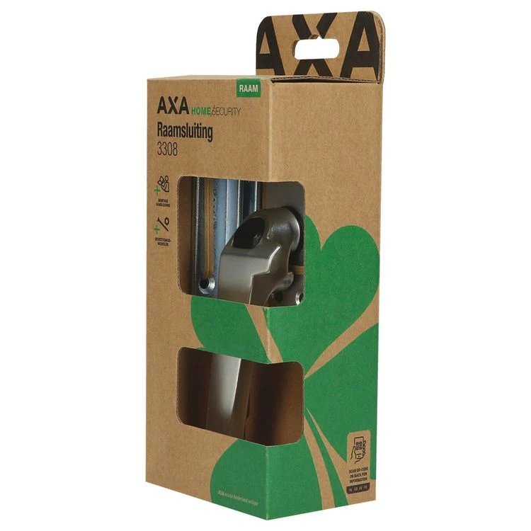 AXA raamsluiting met drukknop linksdraaiend aluminium zilver