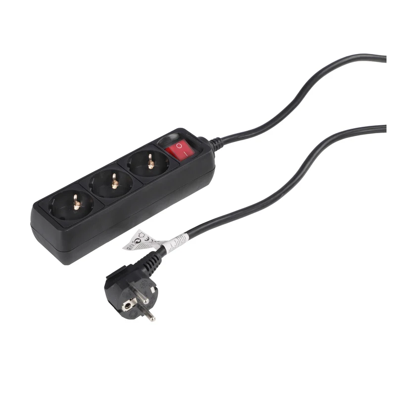 Q-Link stekkerdoos 3-voudig 3x geaard zwart 1,5m