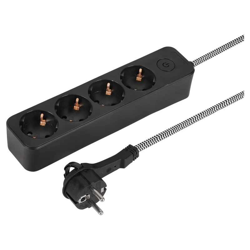 Q-Link stekkerdoos 4-voudig 4x geaard zwart 1,5m