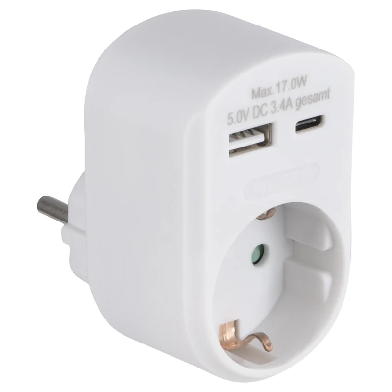 Q-Link adapterstekker 1-voudig 1x USB A, 1x USB C wit