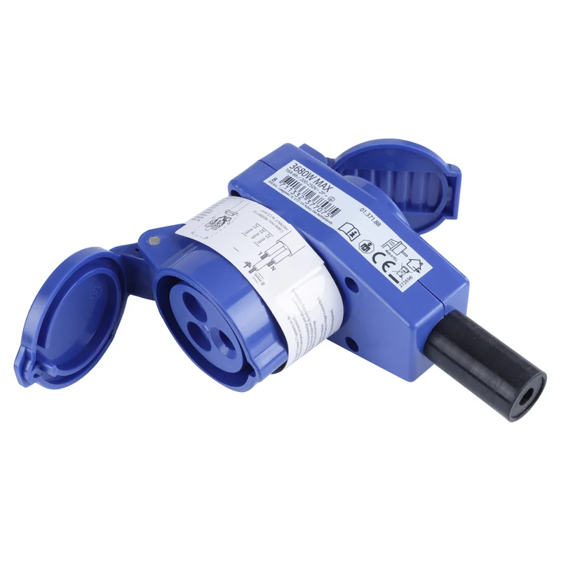 Q-Link verloopstekker 2-voudig haaks blauw, grijs