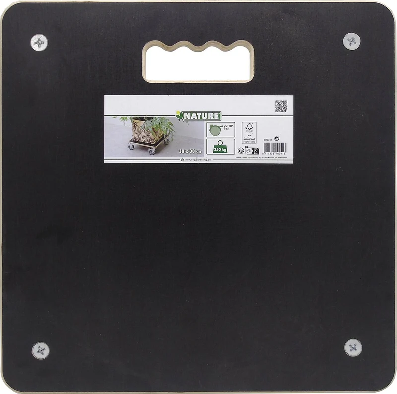 Nature planttrolley vierkant zwart hout 250kg