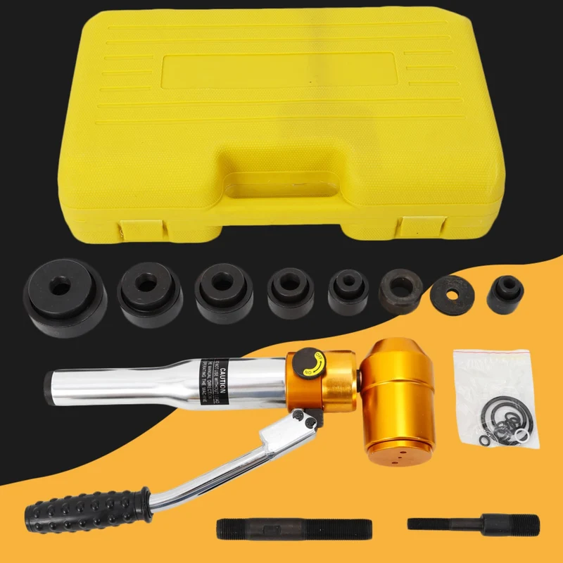 Hydraulische Handstans – Metaalpen – Staalplatenstans – Buispons – Gatpons – 6 Stansmaten 22,5-60,8 mm – 90 kN Handmatige Kracht Zonder Elektriciteit