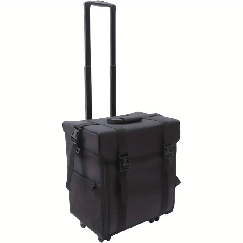 Beauty Trolley – Make-up Koffer – Cosmetica Organizer – Train Case – Reis Koffer – Verwijderbare Wieltjes – Verstelbare Schouderriem – Zwart – Nylon & PVC