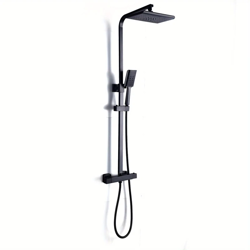 Thermostatisch Douche Systeem – Regendouche – Doucheset – Douchekraan – Handdouche – Zwart Design – Constante Watertemperatuur – Antiroest Coating
