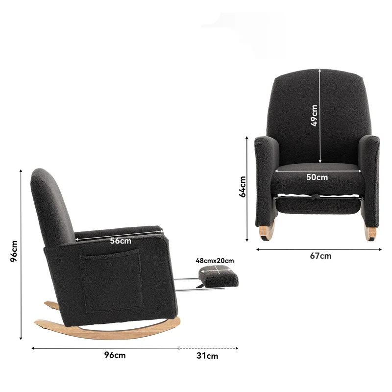 Schommelstoel - Rocking Chair - Relaxstoel - Lounge Stoel - met Kruk - Schommelstoelen Tuin - Hoge Rugleuning – Fauteuil - Voedingsstoel - Comfortabel & Stijlvol voor Woonkamer