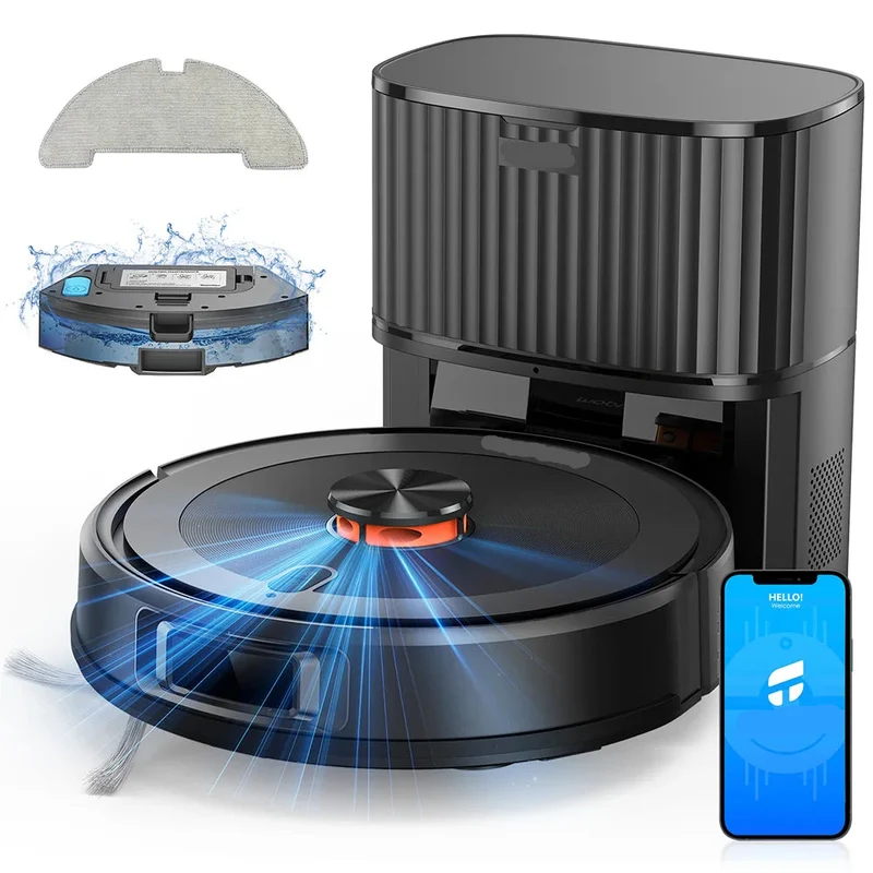 Lidar Robotstofzuiger - Dweilrobot - Vaccum Cleaner - Robot Vacuum - 2600mAh Batterij – 2-in-1 Stofzuiger & Mop - 4500Pa Zuigkracht – 3L Stofzak - Zelflegende - Slimme Mapping - Zwart