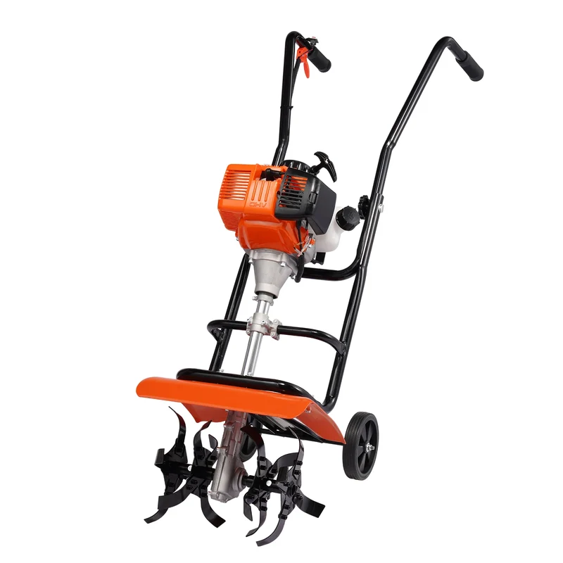 Benzine Tuinfrees - Grondfrees - Frees - Cultivator - Tuingereedschap - 43cc Motor – 4 Verstelbare Stalen Tanden - Bodemfrees - Tuinploeg - Grondfreesmachine - Geschikt voor Tuin, Gazon & Bodembewerking
