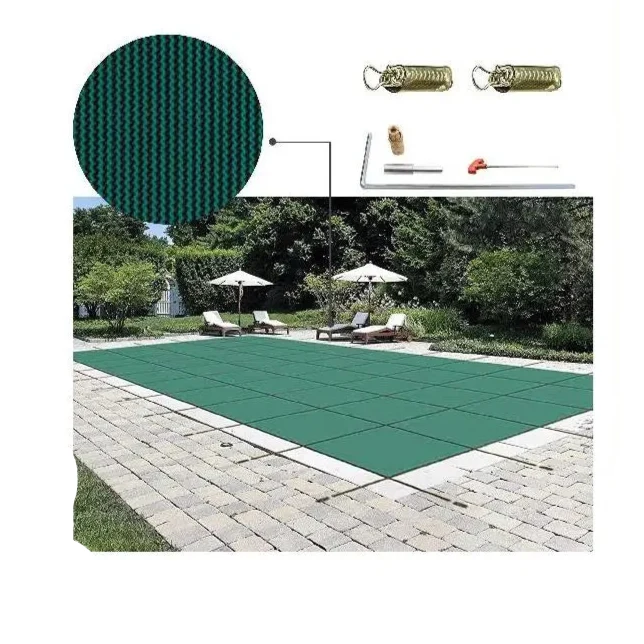 Zwembadafdekking - Zwembad Afdekzeil - Inground Zwembadden Veiligheidsafdekking - 20x40ft – Mesh & Solide Winterbescherming - Rechthoekige - Groen