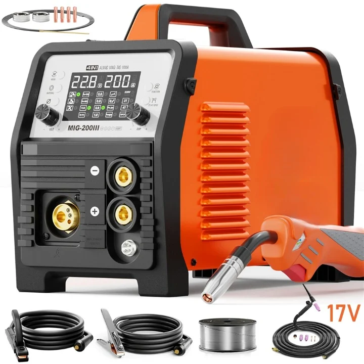 Lasmachine – MIG Lasapparaat – Multifuntionele Lasmachine – MMA Lasser – Lift TIG – Automatische Draadaanvoer – Synergic Controle - Met 17V Zaklamp