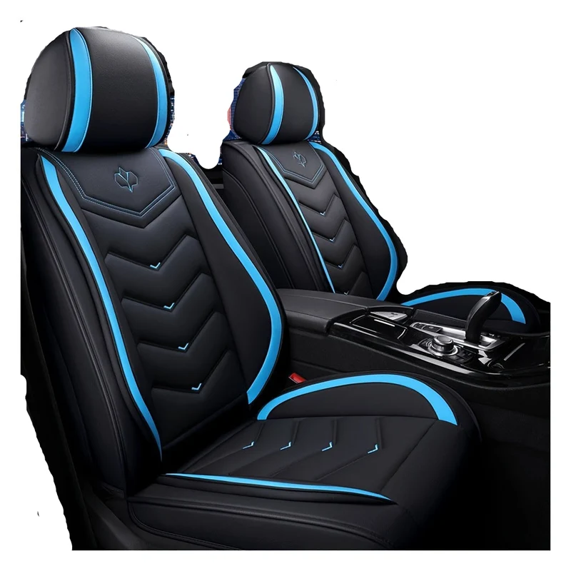 Autostoelhoezen Set – Stoelhoezen Auto – Beschermhoezen – Autostoelbekleding – Universele Stoelhoezen – Waterafstotend PU Leer – Comfortabele Schuimvulling – 6-Zits Zwart Blauw