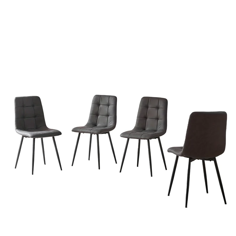 Eetkamerstoel – Stoel – Kuipstoel – Keukenstoel – Dining Chair – Mid-Century Modern – Hoogwaardig Foam – Verstelbare Voetdoppen – Donkergrijs Fluwelen Bekleding – Zwarte Metalen Poten