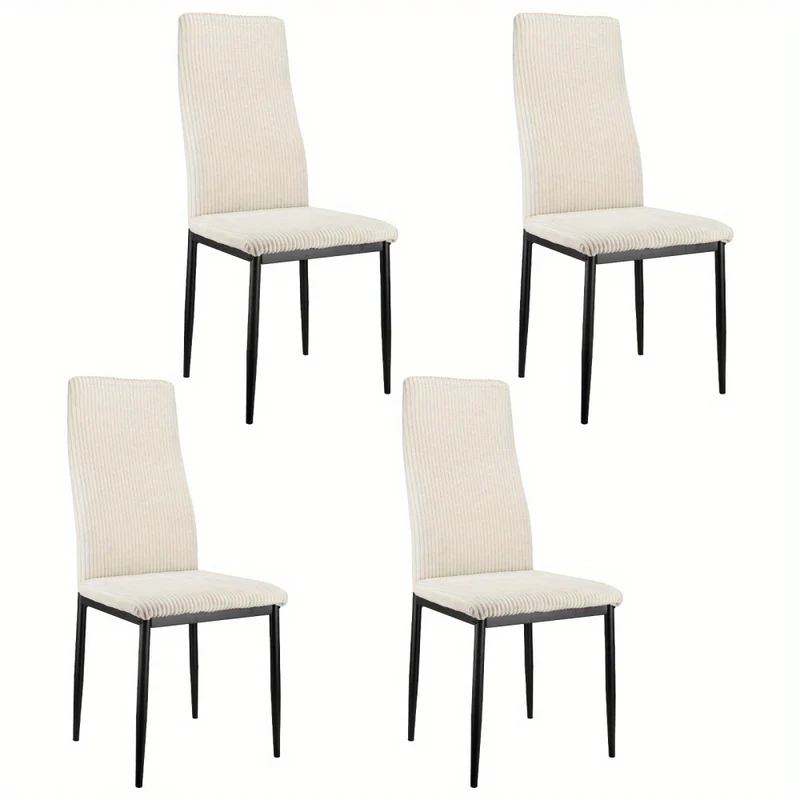 Eetkamerstoelen – Stoelen – Dining Chairs – Eetkamer Stoel Set – Bureaustoelen – Lichtbruin – Metalen Frame – Comfortabele Hoge Rugleuning