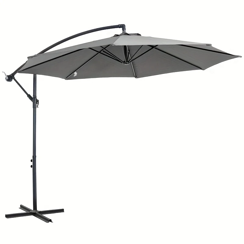 Buitenparasol – Tuinparasol – Zonnescherm – Parasoldoek – Grijs – Stalen Frame – Polyester Doek – 2,95x2,45 Meter