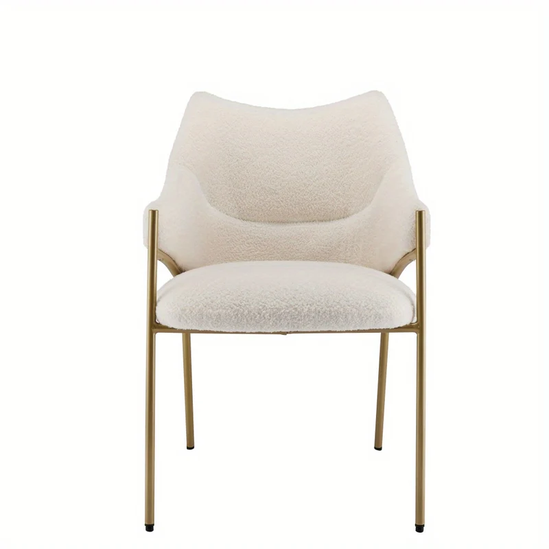 Eetkamerstoel – Stoel – Kuipstoel – Armstoel – Designstoel – Modern Design – Lamssherpa Bekleding – Stabiel Metalen Frame