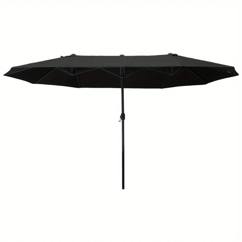 Parasol – Tuinparasol – Stokparasol – Balkonparasol – Terrasparasol – Ovaal – Handcrank Bediening – Stalen Frame – 460x270 cm – Zwart
