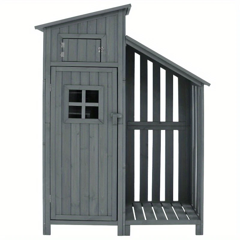 Tuinberging – Tuinkast – Tuinkist – Opbergkast – Tuinschuur – Compact 124x46x174 cm – Weerbestendig Metaal met Vaste Vloer – Grijs