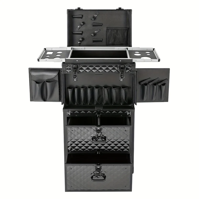 Make-up koffer – Make-up trolley – Beautycase – Cosmetica koffer – Schminkkoffer – Aluminium – Verstelbare trekstang met slot