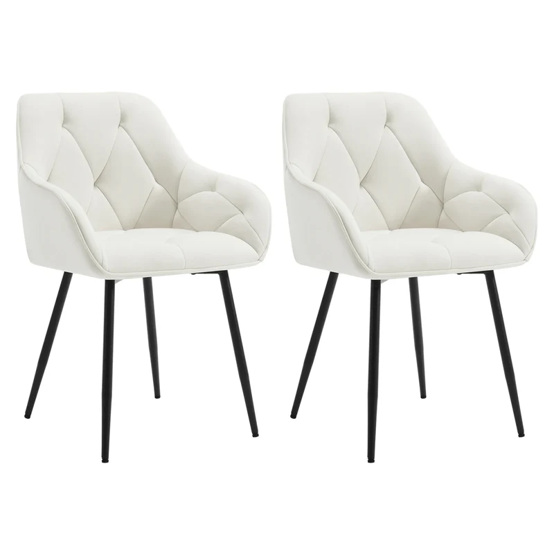 Velvet Eetkamerstoelen – Bureaustoel – Stoel Met Armleuningen – Makeupstoel – Woonkamerstoel – Set Van 2 – Zacht Comfort – Stevige Metalen Poot