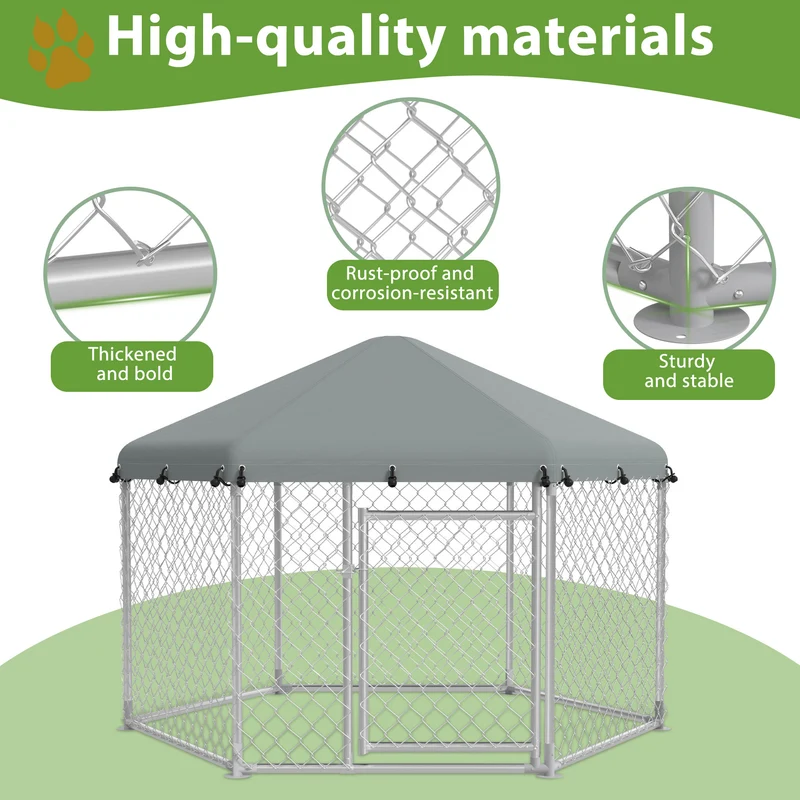 Hondenkennel – Hondenkooi – Hondenhok – Puppyren – Hondenren – 280x250x165 cm – Gegalvaniseerd Staal – Afsluitbare Deur