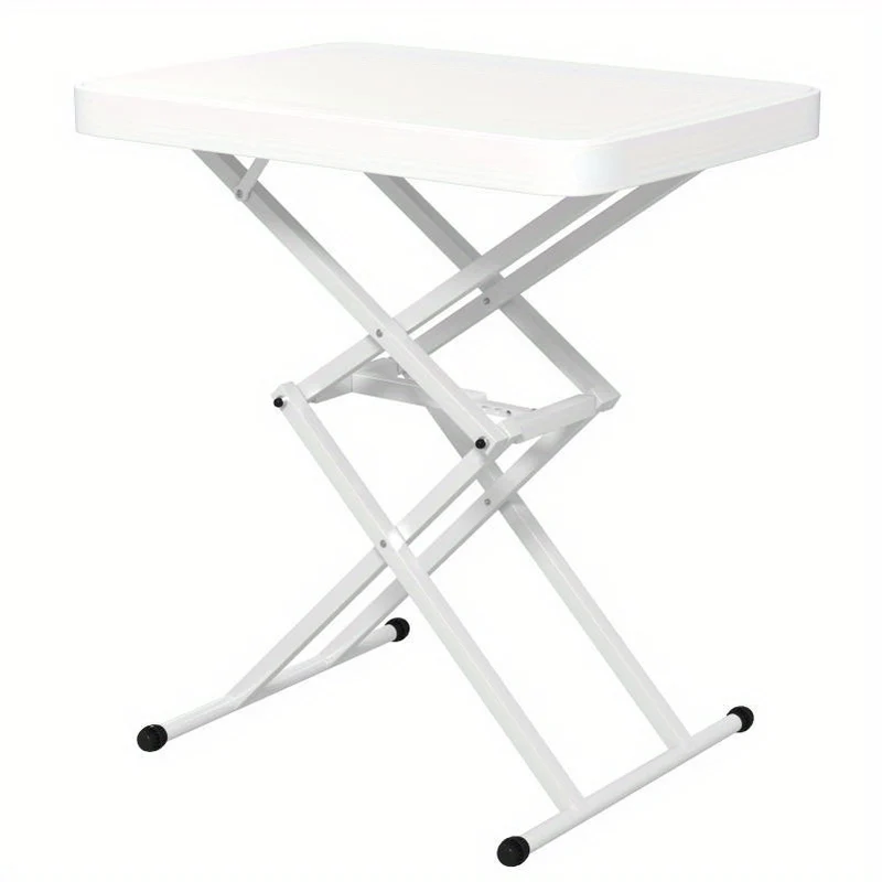 Tuintafel – Bijzettafel – Balkontafel – Buiten tafel – Campingtafel – Verstelbaar en Inklapbaar – Lichtgewicht en Duurzaam kunststof – 65x45x70 cm – Wit