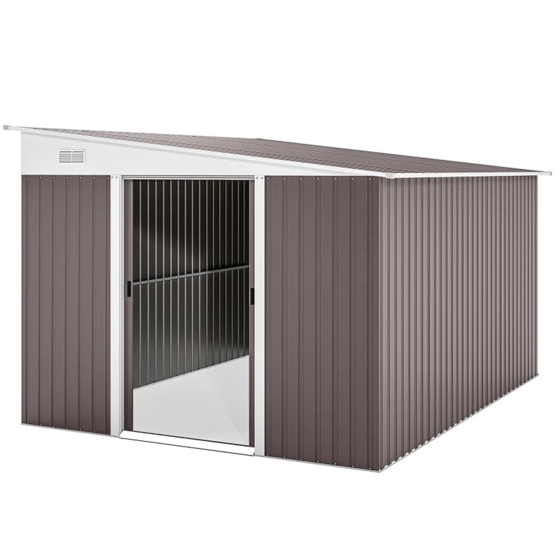 Tuinhuisje – Tuinschuur – Berging – Tuinberging – Tuinhok – Stalen Constructie – Schuifdeur Met Ventilatieroosters – Ruim 280x345x201 cm – Weerbestendig Grijs