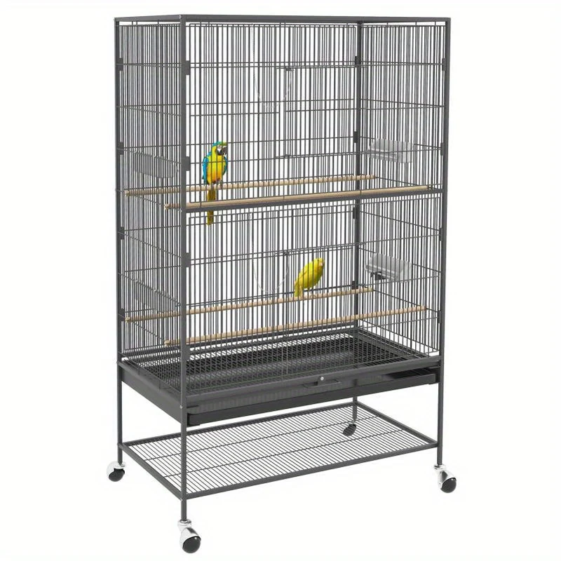 Kleindierkooi – Vogelkooi – Knaagdierkooi – Hamsterkooi – Dierenkooi – Ruim Design 94x57x153 cm – Met Deur en Wielen