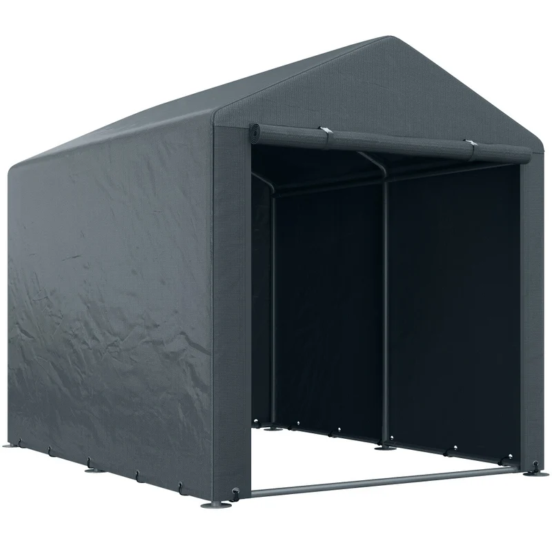 Outdoor Garage Tent – Opslagunit Buiten – Fietsenstalling – Tuinberging – Motorstalling – Waterafstotend PE-Folie – UV-Bestendig Met Ritssluiting – 1,6x2,18x1,72m
