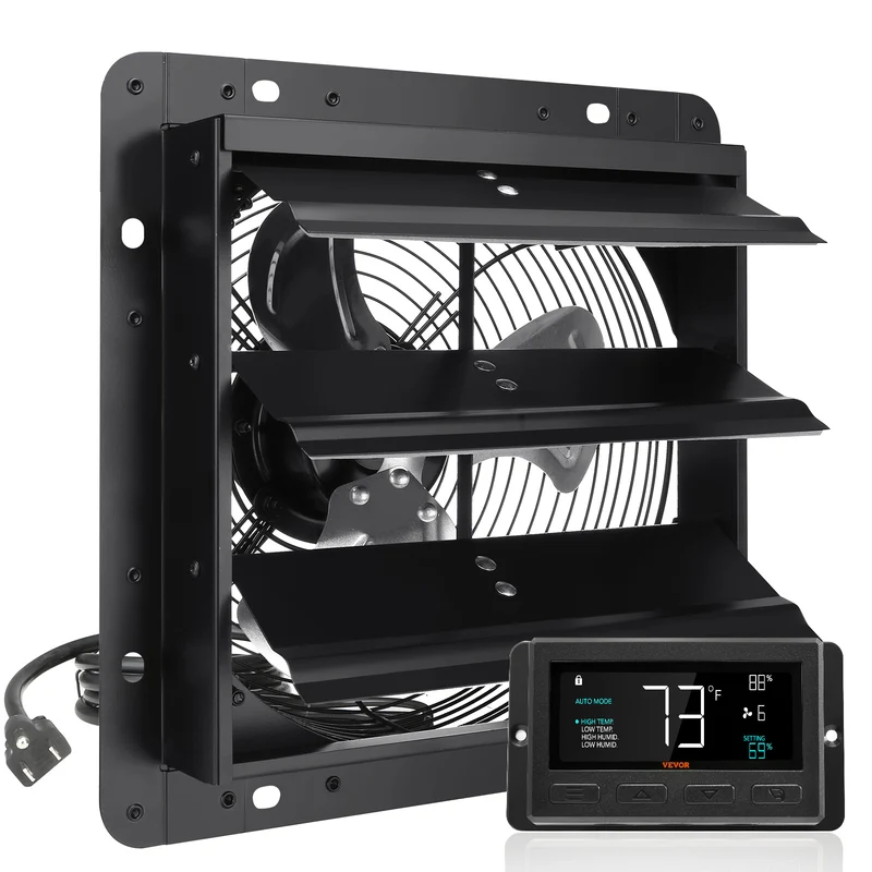Wandafzuiger – Ventilator – Ventilatierooster – Afzuigventilator – Luchtververser – Volledig Metalen Behuizing – Instelbare Snelheid met Temperatuur- en Vochtigheidsregeling
