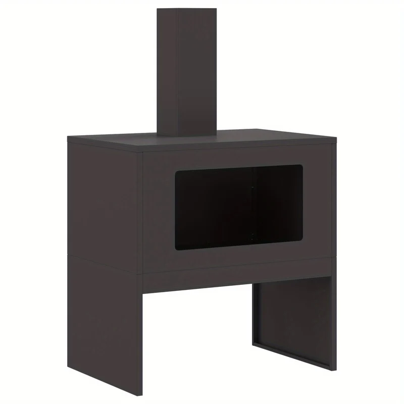 Vuurschaal – Vuurkorf – Tuinhaard – Buitenhaard – Terrashaard – Zwart Staal – Rechthoekig Design – 60x40x96 cm – Efficiënte Ventilatie – Opbergruimte