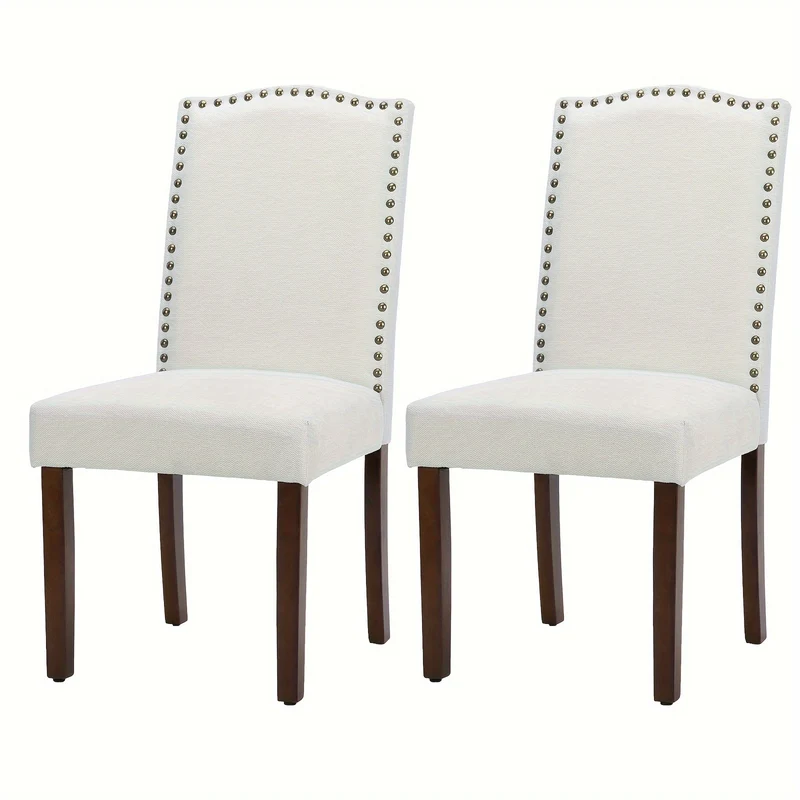 Eetkamerstoelen Set 2 – Stoelen – Kuipstoel – Keukenstoelen – Terrasstoelen – Grijs – Katoenen Bekleding – Stevig Houten Frame