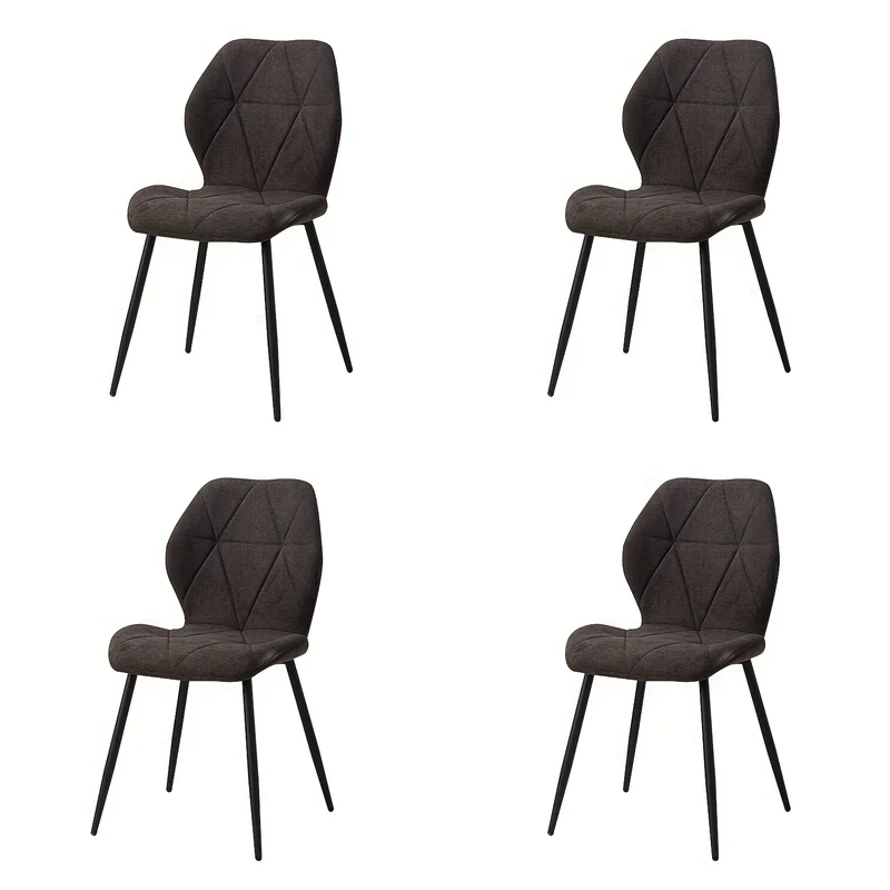 Eetkamerstoelen – Stoelen – Kuipstoelen – Fauteuils – Dining Chairs – Set Van 4 – Linnen Bekleding – Ergonomische Rugleuning – Metalen Poten – Comfortabel & Duurzaam