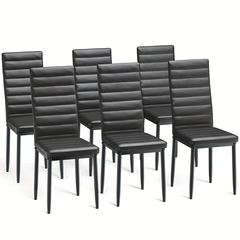 Eetkamerstoelen – Stoelen – Kuipstoelen – Keukenstoelen – Designstoelen – Set van 6 – Hoogwaardige Kunstleer Bekleding – Massief Houten Frame