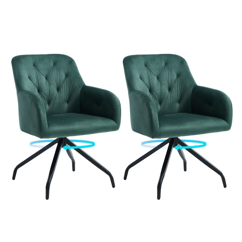 Eetkamerstoelen – Draaistoelen – Armstoelen – Velzet Stoelen – Bureaustoelen – Olijfgroen – 360 Graden Draaibaar – Memory Foam Zitting