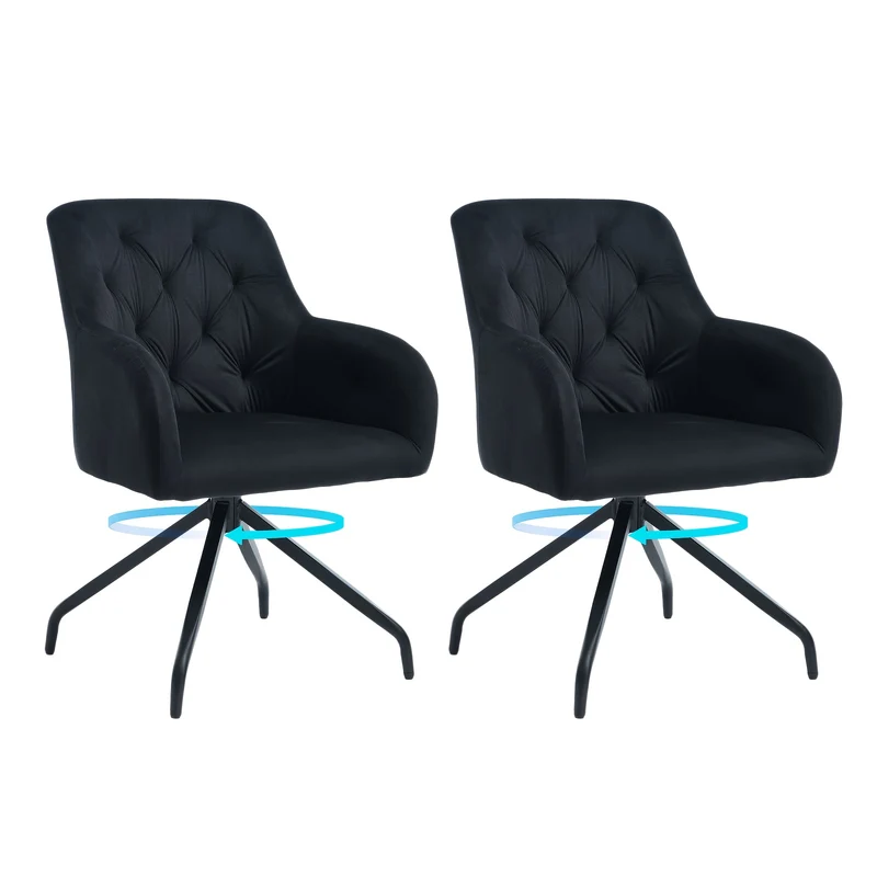 Draaistoel – Eetkamerstoel – Bureaustoel – Stoel – Kuipstoel – Set Van 2 – Velvet Bekleding – 360° Draaibaar Met Metalen Frame