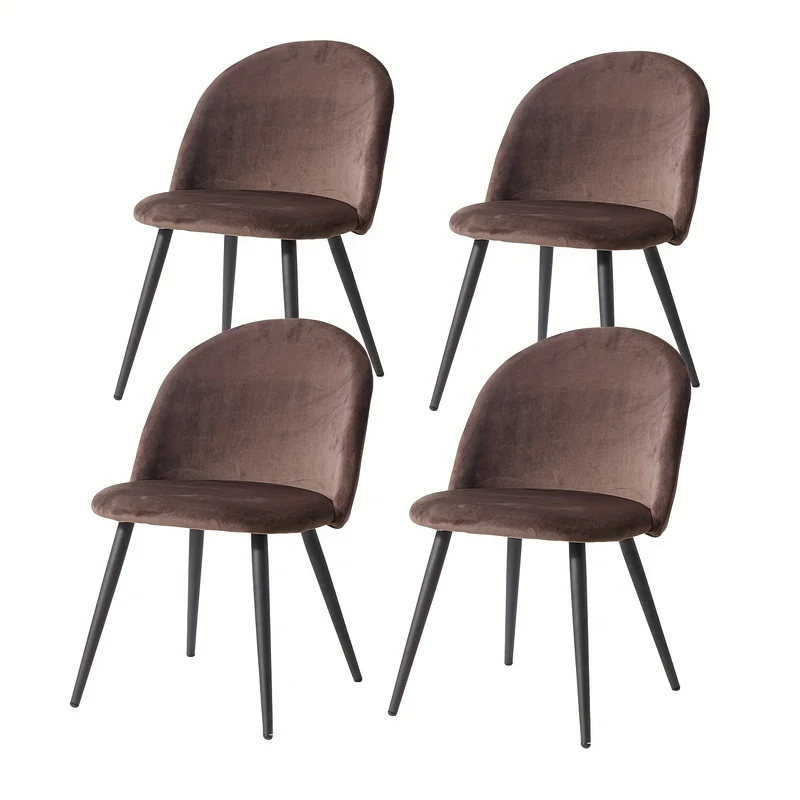 Eetstoel – Eetkamerstoel – Bureaustoel – Stoel – Kuipstoel – Set van 4 – Luxe Stijl – Zwart Metalen Frame