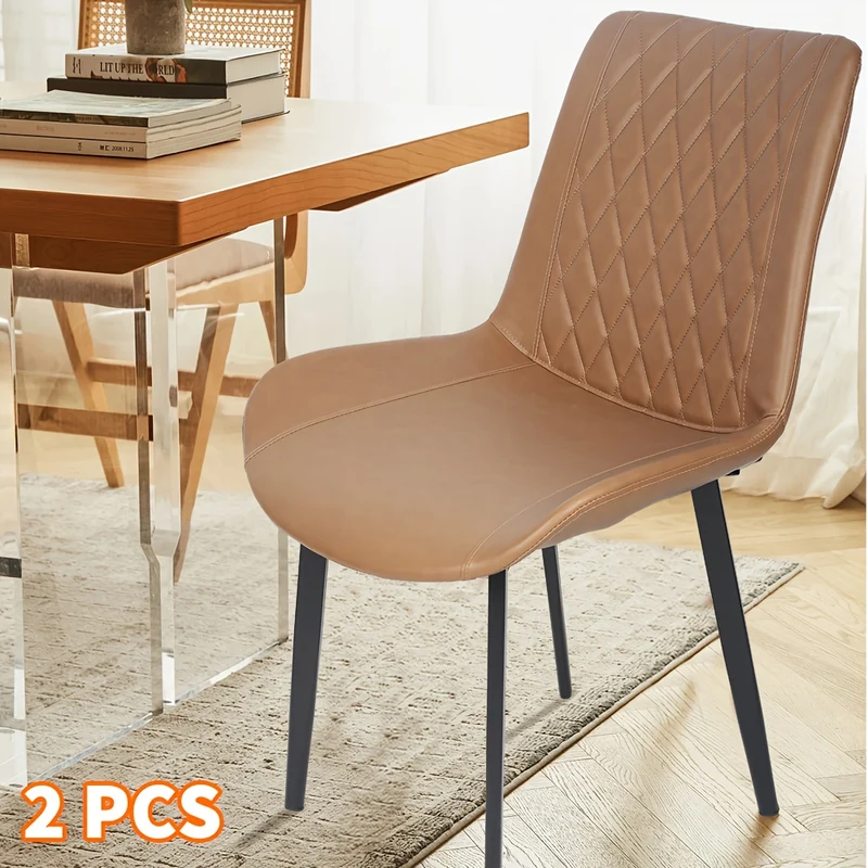 Eetkamerstoelen – Stoelen – Kuipstoelen – Design Stoelen – Set Van 2 – PU Leer Zitting – Metalen Poten Stabiel