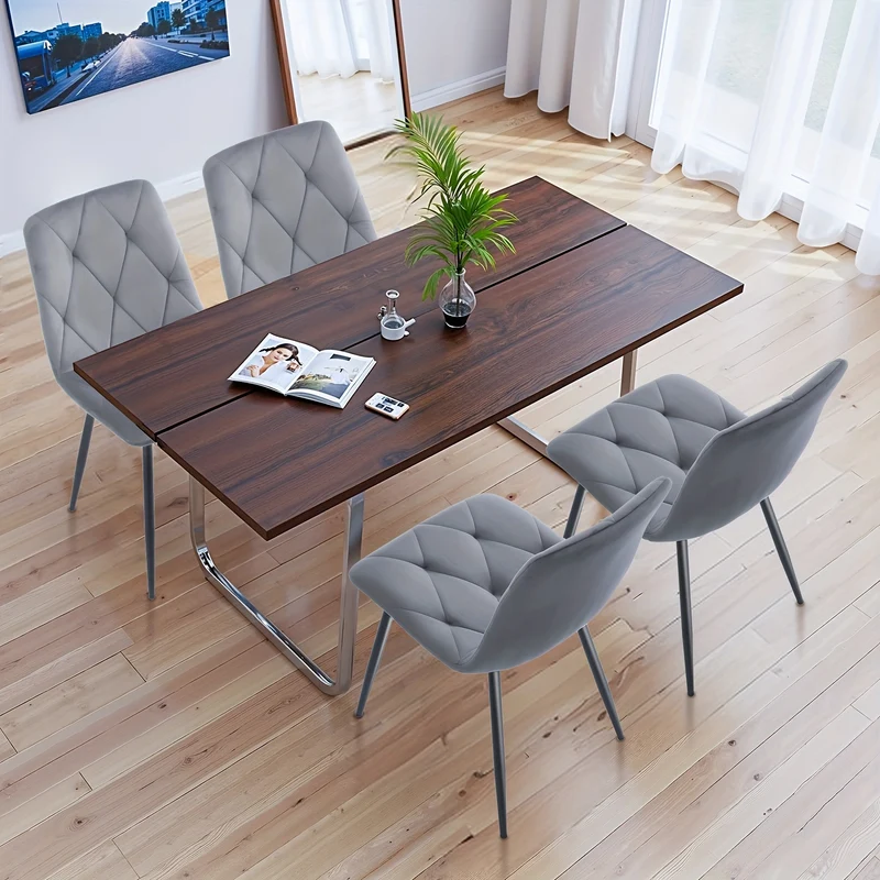 Eetkamerstoelen – Stoelen – Kuipstoelen – Keukenstoelen – Woonkamerstoelen – Fluwelen Bekleding – Stevige Metalen Poten – Hoge Rugleuning – Set van 4 – 84x44x38 cm