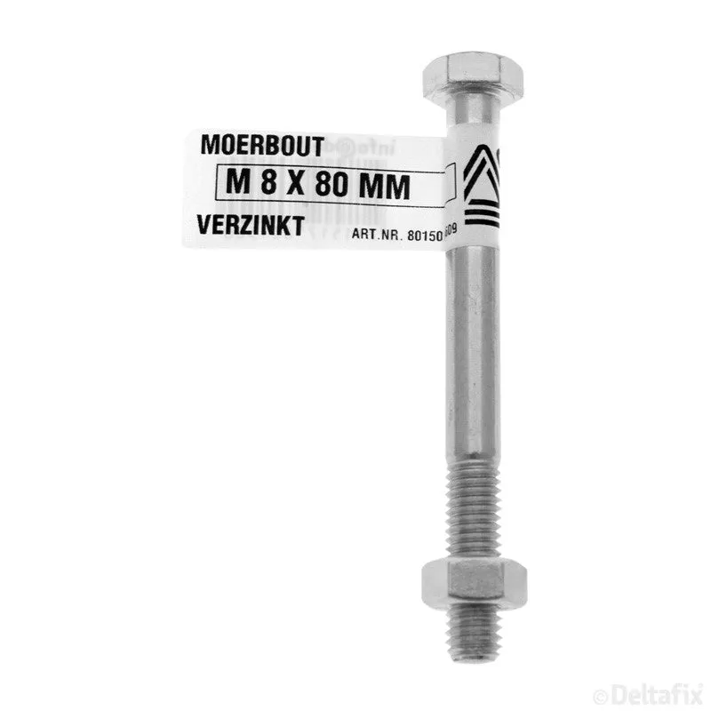 Deltafix zeskantbout verzinkt staal M8x80mm