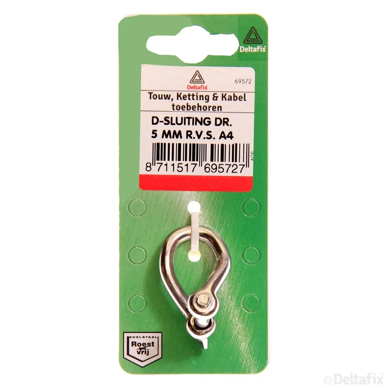 Deltafix D-sluiting RVS 5mm