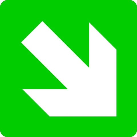 Pickup pictogram vluchtweg pijl schuin 200x200mm